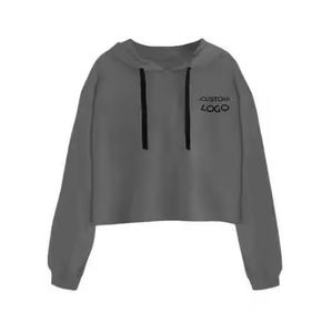 OEM conception personnalisée femmes Crop Hoodie vente en gros coton tissu Streetwear fournisseur - Product Image 4
