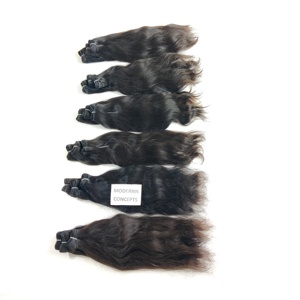 Vendor Aligned Cuticle Virgin Indian Temple Human Hair <b>Extensions</b> 100% Natural Black Color Wavy Bundles with Machine Double Weft - Product Image 5