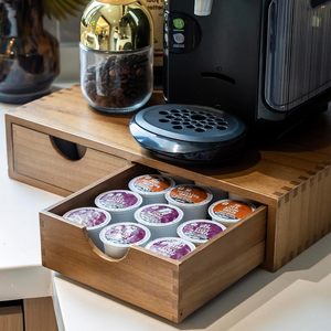 Acacia Bamboo <b>Drawer</b> for <b>Coffee</b> <b>Pods</b> & Tea Bags K-Cup Holder Organizer for Kitchen Storage Boxes Items Bin - Product Image 3