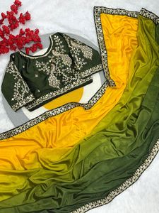 Sari en soie pure Chinon avec chemisier fantaisie vêtements traditionnels indiens exclusifs pour la fête de mariage Diwali Festival vêtements ethniques femmes - Product Image 2