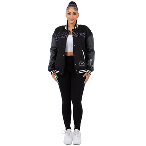 Nueva llegada chaqueta universitaria de manga de cuero nueva marca de alta calidad por encargo 2024 chaqueta de béisbol informal chaqueta de bombardero de retazos - Product Image 5