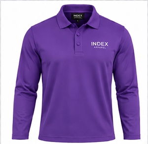 Camisa Polo de Manga Larga para Hombre, Marca Index Apparel, Color Morado, Cuello con Botones, Estilo Casual - Product Image 1