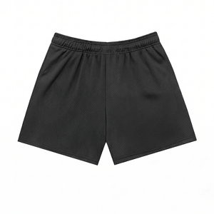 Shorts de sport en maille 100 % coton 160 GSM Premium Noir Anti-humidité Taille mi-haute Fermeture à cordon Écologique Imperméable Uni - Product Image 2