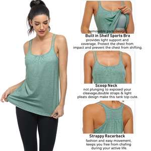 Sujetador de Yoga de soporte medio para mujer al por mayor Top corto deportivo acolchado con cuello en V y almohadilla extraíble Estilo push up de una pieza - Product Image 6