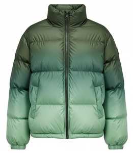 Veste matelassée en laine chaude d'hiver, couleur unie, col montant, fermeture éclair, détail bouton, impression personnalisée sur le devant, mode décontractée pour homme, bulle - Product Image 2