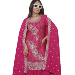 Islamic Style Pure Silk Fabric 5MM & 3MM Sequence Work Traditional Look Design Salwar Kameez Set For <b>Eid</b> & Ramzan Month Wear - Product Image 1