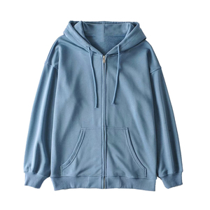 Streetwear 500GSM sweats à capuche à manches longues fermeture éclair haut à capuche femmes coton fait décontracté femmes fermeture éclair sweats à capuche poids lourd surdimensionné - Product Image 1