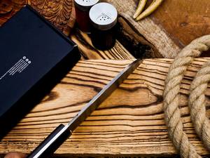 Couteau hachoir couperet en acier damas forgé à la main avec logo personnalisé manche en bois gaine en cuir pour cuisine extérieure cuisson OEM - Product Image 2