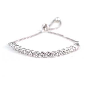 925 Sterling <b>Silver</b> Waterway Elevator Chain <b>Bracelet</b> Elegant Crystal <b>Bangle</b> - Product Image 2