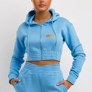 Sudadera con Capucha Larga de Felpa de Alta Calidad, Estilo Urbano, Cuello Alto, Tejida, Personalizable, de Algodón, para Mujer - Product Image 1