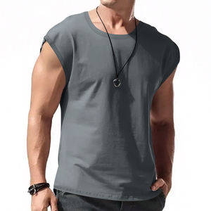 Débardeur en coton sans manches pour hommes et jeunes Street Fashion Brand Split Short Sleeves - Product Image 5