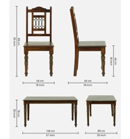 Table à manger en teck massif sculpté de luxe moderne, 6 chaises, mobilier de restaurant, salon, école, salle de sport, usage commercial