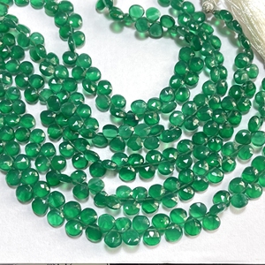 Onyx vert Briolette à facettes en forme de coeur perles de pierre pierre naturelle pour bijoux - Product Image 3