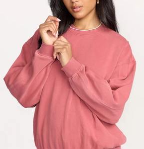 OEM Nueva tendencia 100% algodón Sudadera de las mujeres Ropa informal Color sólido Peso pesado O-cuello Señoras Sudaderas - Product Image 2