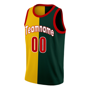 Maillot de basketball personnalisé noir-jaune-vert tendance, modèle 2025, unisexe, qualité supérieure, manches courtes, anti-bactérien - Product Image 3