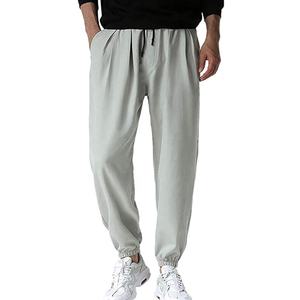 Pantalones deportivos de cintura alta para hombre, 100% algodón, ligeros, transpirables, con patrón recto, de talla grande, informales, Deportivos - Product Image 4