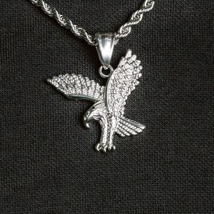 Trendy 18K chapado en oro blanco águila Cruz colgante 925 Collar de plata águila Collar para hombres - Product Image 1