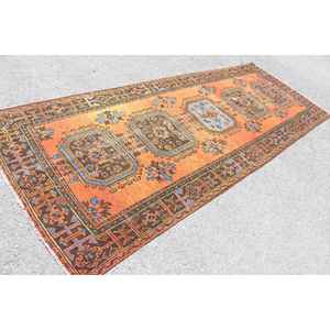 Alfombra de 4.4x11.3 pies, Alfombra Turca, Alfombra Marroquí Naranja - Product Image 2