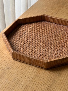 Plateau rond décoratif en rotin et coquillages, vaisselle artisanale, excellent cadeau de Noël pour les maisons élégantes - Product Image 4