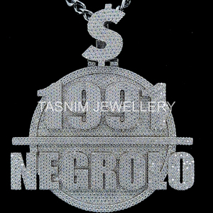 Colgante de Letra NEGROLE de Hip Hop Cristiano de la Mejor Calidad, 1991, Cierre Personalizado, Plata de Ley 925, Moissanita VVS con Certificado GIA, 10K - Product Image 1