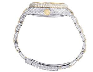 นาฬิกาข้อมือสำหรับผู้ชายรุ่นพิเศษ VVS Moissanite สีเหลืองเพชรสแตนเลสสตีลนาฬิกาออกเย็นอัตโนมัติแฟชั่นหรูหราฮิปฮอป - Product Image 5