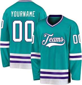 Ensemble de maillots de hockey sur glace respirants de haute qualité pour hommes Design personnalisé avec nom de l'équipe Plus Size OEM Service disponible 100% polyester - Product Image 1