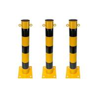 Ensemble de 3 poteaux métalliques fixes de 75 cm avec oreilles de fixation à chaîne, bornes de signalisation réfléchissantes sans éclairage