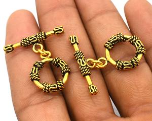 Fermoir à bascule Bali 28X17mm pour cuivre argenté oxydé en or 18 carats pour composants de bijoux plaqués argent sterling - Product Image 2