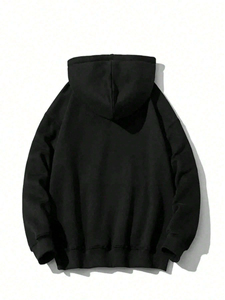 Pull à capuche imprimé tendance pour homme Style fermeture éclair Respirant Confortable Coton Polaire/Polyester Tissu Brodé Hiver - Product Image 5