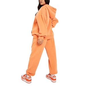 Conjunto de chándal vintage lavado con ácido con diseño de logotipo personalizado, Sudadera con capucha y pantalones de chándal, ropa ecológica de talla grande - Product Image 3