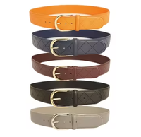 Ceintures en cuir matelassé en peau de vache multicolores décontractées avec boucles en alliage noir, marron, beige