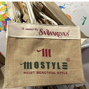 Sacs fourre-tout en jute écologiques personnalisables en gros de qualité supérieure fermeture à glissière poignée en ruban logos imprimés pour une utilisation en extérieur des femmes - Product Image 6