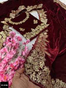 ชุดชาวเผ่าอินเดียชุดผ้ากำมะหยี่พร้อมชุดปักลาย Jari C-pallu ใส่ทำงานและตัด Saree กับเสื้อทำงานกำมะหยี่หนา - Product Image 2