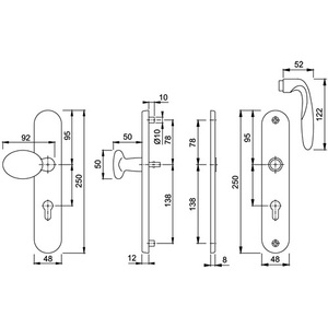 Juego de Manijas para Puerta HOPPE Pisa M76G/361A/360/151 Latón F77-R 72 mm 37-42 mm - Product Image 4