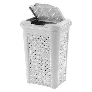 Arianna White Waste <b>Bin</b> 10L Plastic <b>Lid</b> <b>With</b> Perforated Design For Kitchen Bathroom Use - Product Image 1