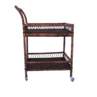Chariot de bar Mulya de haute qualité en rotin naturel à quatre roues, garantie de 3 ans, équipement domestique, industriel, hôtelier, de restaurant et de café, OEM