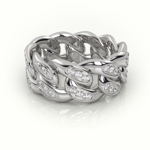 Anillo Cubano de Joyería Fina Personalizado, Chapado en Oro Blanco de 14 Quilates, Anillo Cubano con Diamantes de Laboratorio para Hombre - Product Image 1