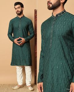 <b>Mens</b> Traditional <b>Festival</b> <b>Wear</b> Rayon Chikan Work Kurta With Cotton Paijama Set by Export in India the 2025 - Product Image 5