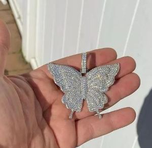 Pendentif papillon Hip Hop glacé en argent sterling 925 pendentif à breloque Moissanite bijoux Hip Hop à la mode - Product Image 3