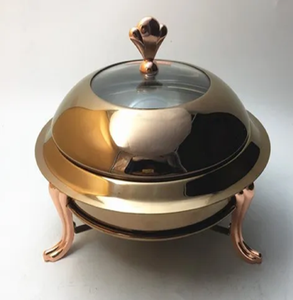 Réchaud en laiton à découpes florales avec une poignée décorative et une finition martelée, pour garder les aliments au chaud disponibles en gros - Product Image 6