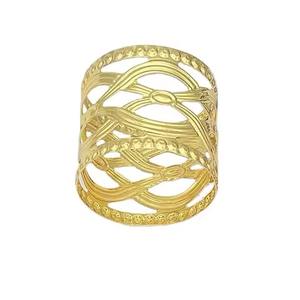 Anillos para Servilletas de Aluminio Chapados en Oro con Relieve para Accesorios de Vajilla de Boda - Diseño Moderno, Ecológico y Duradero - Product Image 6