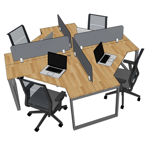 BCVP001 Contemporary Rubber Wood Cluster <b>Desk</b> for 4 <b>Foldable</b> Office Furniture with Iron Legs for Home Workspace - Product Image 3