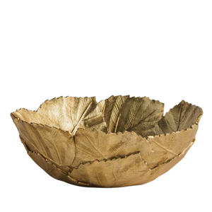 Bol de service décoratif en aluminium en forme de feuille, finitions dorées, pour table à manger, fruits et en-cas - Product Image 5