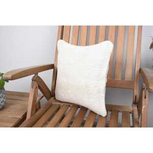 Almohada de retazos de lana Beige de 14x14 pulgadas, acento rústico de granja de lujo con patrón esponjoso Vintage, portátil para ropa de cama, uso en el suelo - Product Image 3