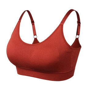Sujetador deportivo sin costuras para mujer de alta calidad, venta al por mayor, ropa deportiva para gimnasio, tiras de compresión acolchadas de secado rápido, logotipo personalizado OEM para correr - Product Image 1