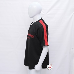 Camiseta negra vintage con cuello en V para hombre, ropa de calle holgada de algodón informal especial, superventas, camiseta bordada personalizada para hombre - Product Image 4