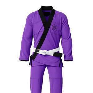 Kimono de Jiu-Jitsu violet élégant avec revers noir contrastant - Uniforme de performance avancée pour les lutteurs avertis - Product Image 4