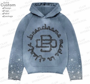 Ensemble de survêtements de gymnastique d'hiver pour hommes et femmes 100% coton avec logo personnalisé surdimensionné survêtement à capuche imprimé sport survêtement blanc pour hommes - Product Image 5