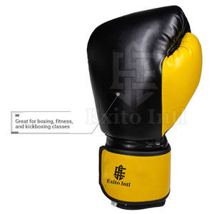 Gants de boxe durables noirs et dorés personnalisables avec votre propre logo pour la pratique des arts martiaux - Product Image 2
