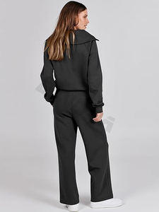 Ensemble 2 pièces pour femmes personnalisé vente en gros-Ensemble survêtement sweat-shirt et pantalon de survêtement - Product Image 4